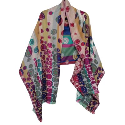 Rainbow Bubbles Merino Wool Shawl by Caraliza Designs