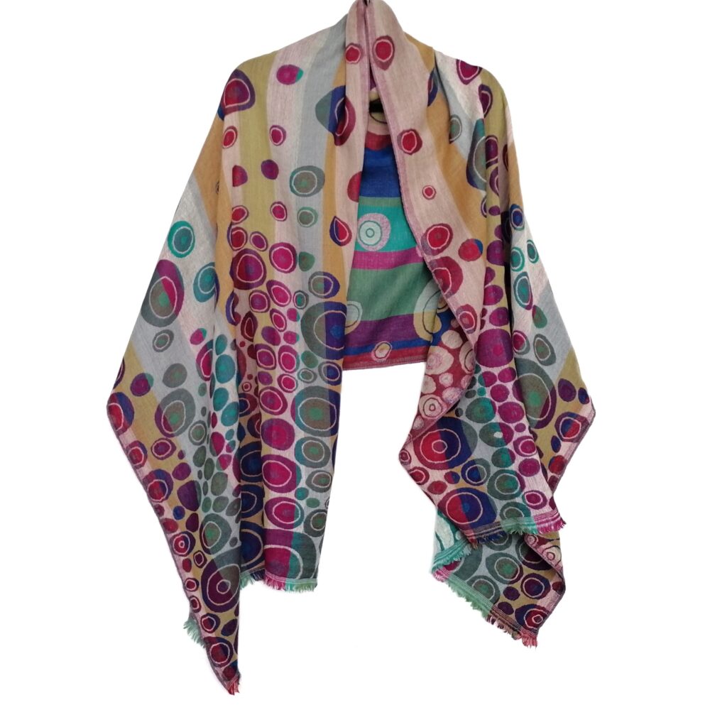 Rainbow Bubbles Merino Wool Shawl by Caraliza Designs