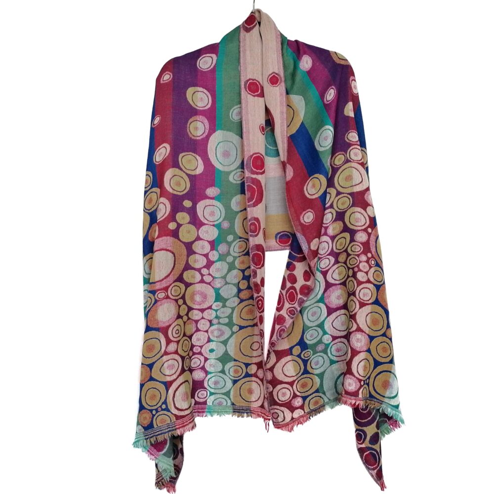 Rainbow Bubbles Merino Wool Shawl by Caraliza Designs