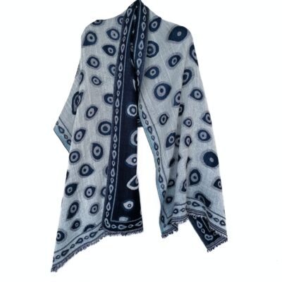 Indigo Peacock Merino Wool Shawl by Caraliza Designs