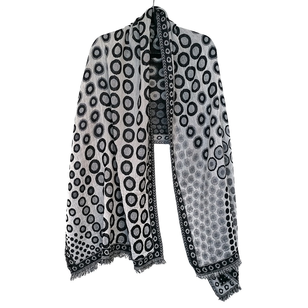 Monochrome Kandinsky Merino wool shawl