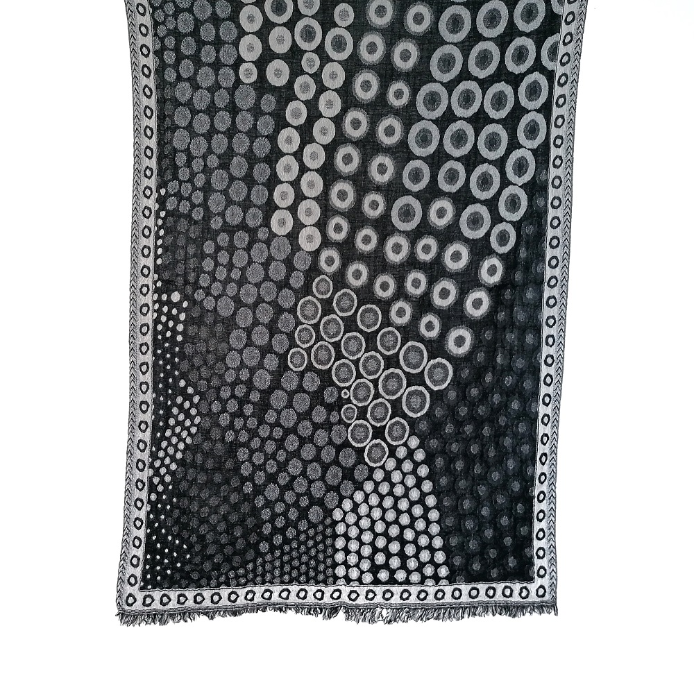 Monochrome Kandinsky Merino wool shawl