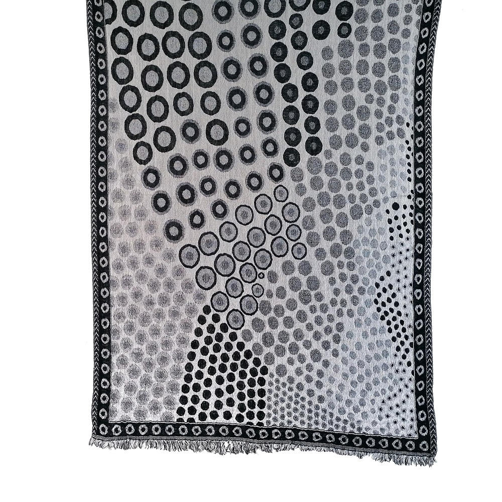 Monochrome Kandinsky Merino wool shawl