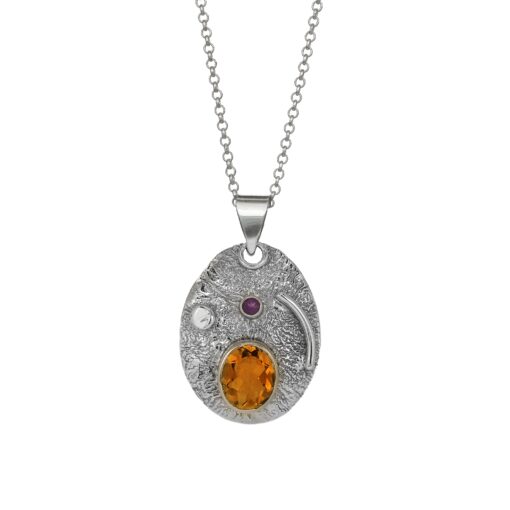 "You Are My Universe" Citrine Amethyst Pendant