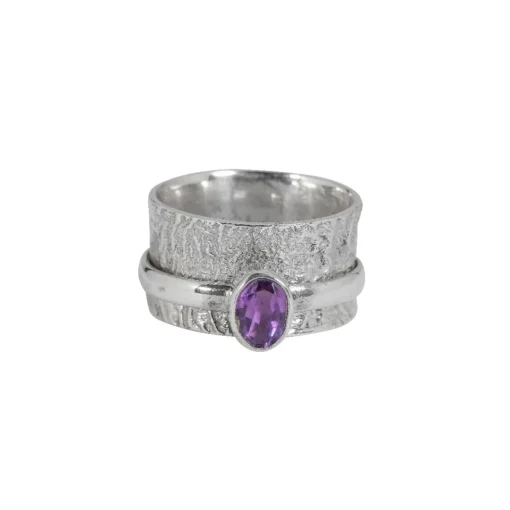 Amethyst Serenity Spinner Ring, Irish jewellery ethically handcrafted in sterling silver by Caraliza Designs